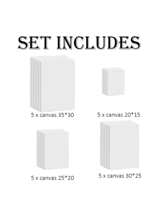 المنزل الذكي هوم سمارت لوحات قماشية للرسم، عبوة من 20 لوحة قماشية بأربعة أحجام، لوحات القماش الخاصة بنا مصنوعة من القطن بنسبة 100%، مثالية لصب الأكريليك والرسم الزيتي والمواد الفنية. - Image 3