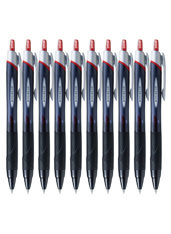 Uni Mitsubishi Jetstream Series Retractable Ballpoint Pen Sxn-150 Smooth Student Office Pen 0.38Mm Black Barrel Red Ink 10-Pack - Image 5