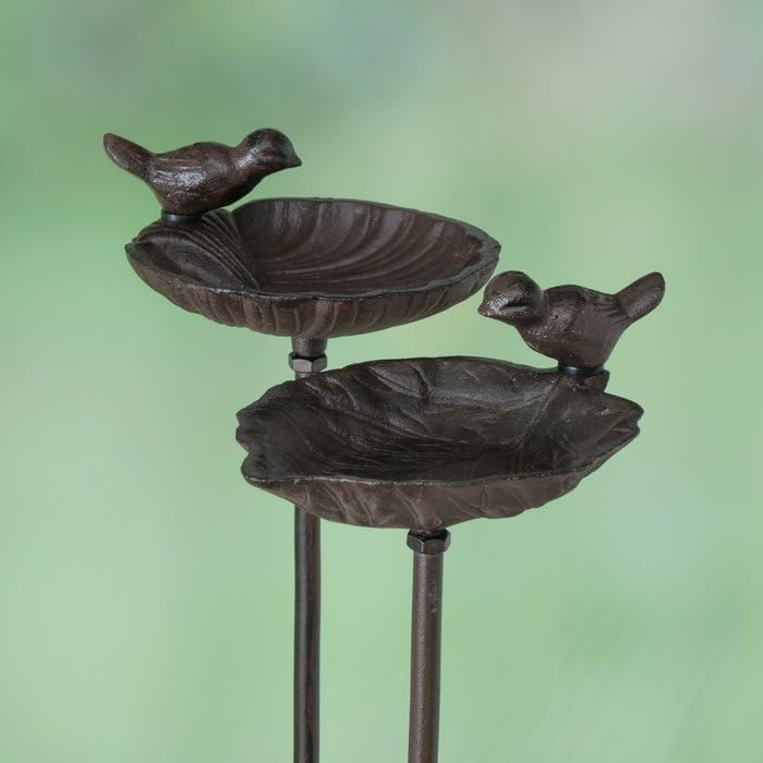 Boltze Bird Waterer, Garden Bar Bird Bath, Cast Iron, 1 Piece, 20cm x 14cm x 98cm - Image 2