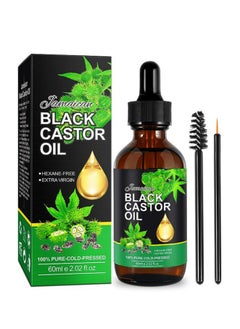 Jamaican Black Castor Oil, Castor Oil Organic 100% Pure Cold Pressed, Organic Castor Oil for Hair Growth, Body Massage Oil, Eyelashes & Eyebrows, Anti-Aging Essential Oil (60 ml)  - Image 1