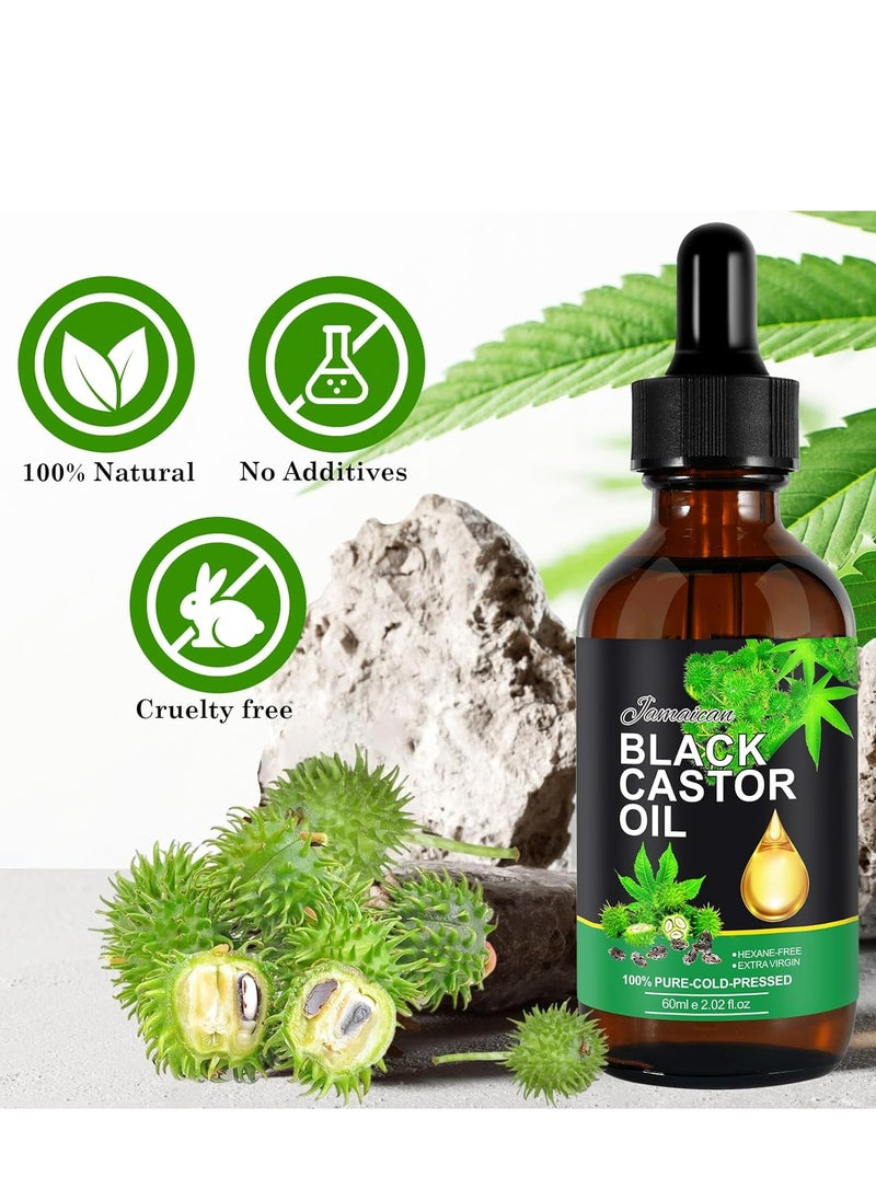 Jamaican Black Castor Oil, Castor Oil Organic 100% Pure Cold Pressed, Organic Castor Oil for Hair Growth, Body Massage Oil, Eyelashes & Eyebrows, Anti-Aging Essential Oil (60 ml)  - Image 5