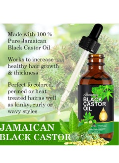 Jamaican Black Castor Oil, Castor Oil Organic 100% Pure Cold Pressed, Organic Castor Oil for Hair Growth, Body Massage Oil, Eyelashes & Eyebrows, Anti-Aging Essential Oil (60 ml)  - Image 2