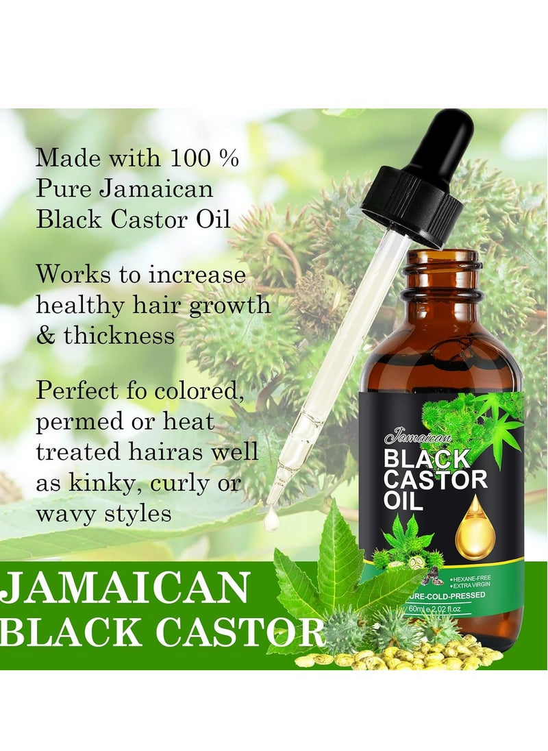 Jamaican Black Castor Oil, Castor Oil Organic 100% Pure Cold Pressed, Organic Castor Oil for Hair Growth, Body Massage Oil, Eyelashes & Eyebrows, Anti-Aging Essential Oil (60 ml)  - Image 2