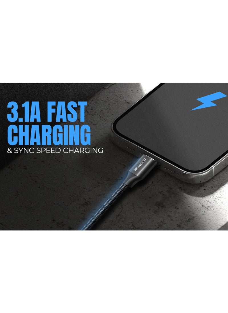 PRIMEEIGHT - [3 PACK] TYPE C TO Lightning Cable For Apple iPhone iPod iPad 1m and 2m fast charging Compatible with iPhone 11/12/13/14  Pro / Pro Max Black - Image 1