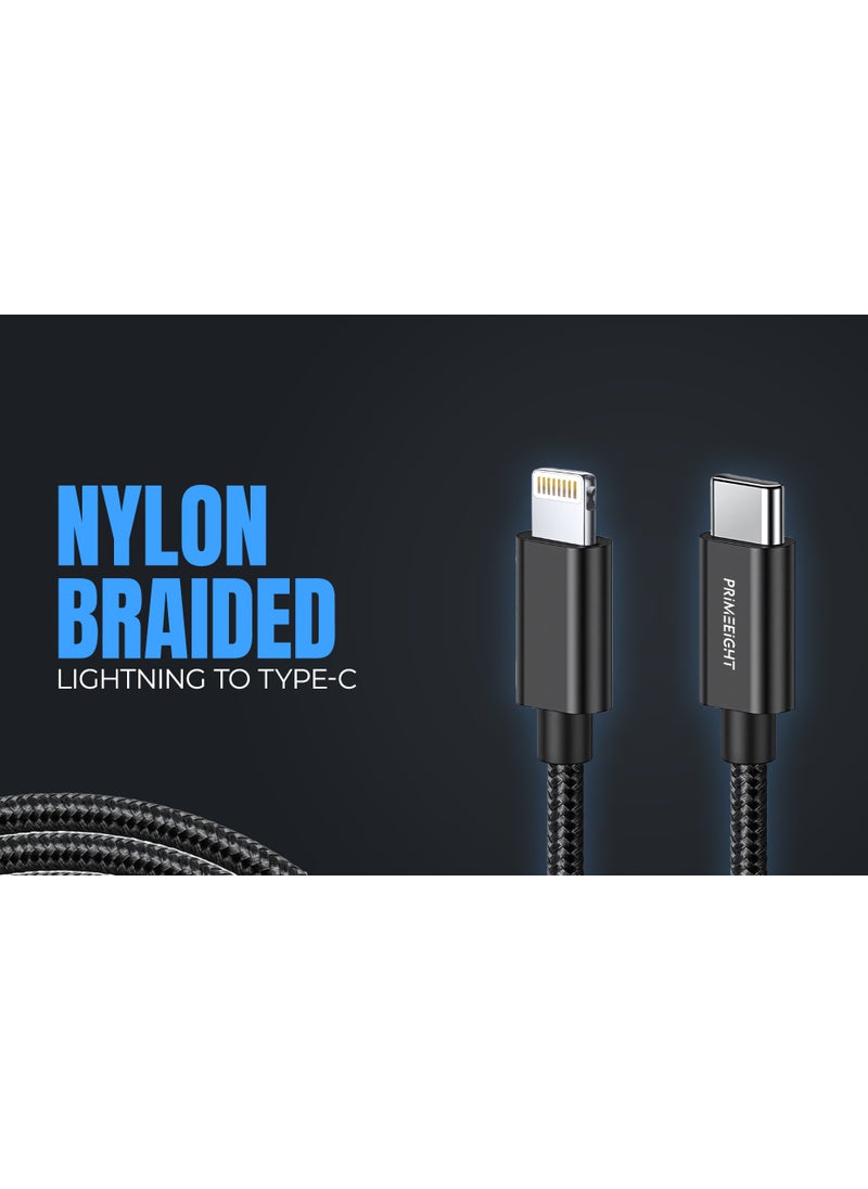 PRIMEEIGHT - [3 PACK] TYPE C TO Lightning Cable For Apple iPhone iPod iPad 1m and 2m fast charging Compatible with iPhone 11/12/13/14  Pro / Pro Max Black - Image 1