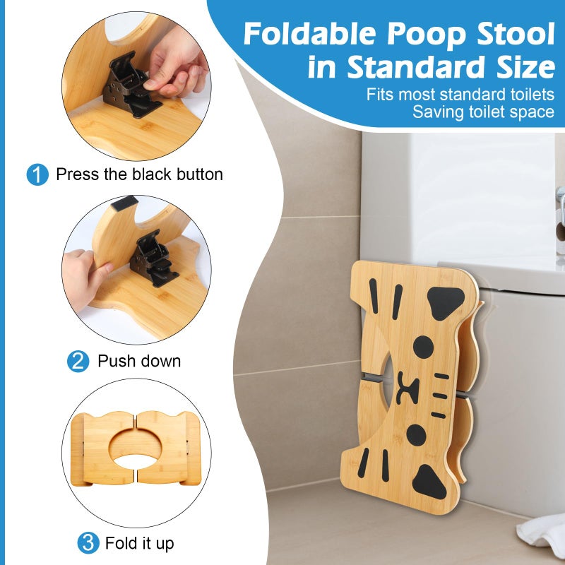 ANSISFOTO Bamboo Toilet Stool Foldable, 7 in Poop Stool for Bathroom, Portable Squatting Stool Potty for Adults & Kids, Non-Slip Toilet Foot Pooping Steps, No Assembly Required - Image 3