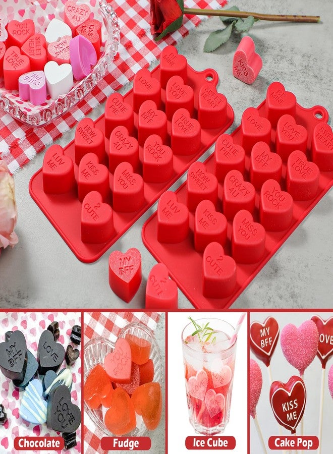 وي بيك قوالب قلوب المحادثة من ويبيك، قوالب سيليكون على شكل قلب للشوكولاتة بـ 14 تجويفًا مع كلمات حب، قالب قلب محادثة لعيد الحب للشوكولاتة والحلوى والفدج ومكعبات الثلج وكيك بوب، عبوة من قطعتين - Image 2
