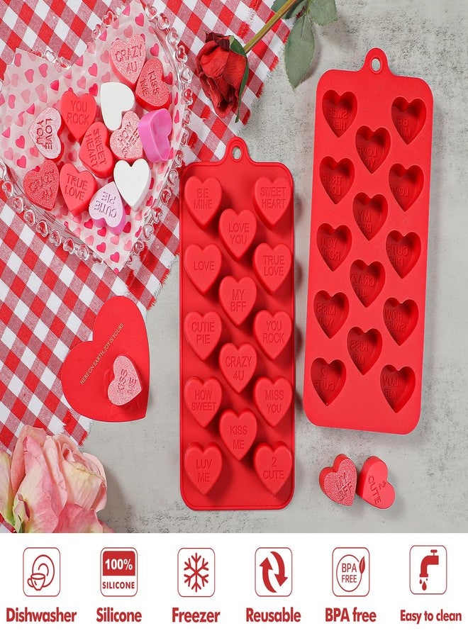 وي بيك قوالب قلوب المحادثة من ويبيك، قوالب سيليكون على شكل قلب للشوكولاتة بـ 14 تجويفًا مع كلمات حب، قالب قلب محادثة لعيد الحب للشوكولاتة والحلوى والفدج ومكعبات الثلج وكيك بوب، عبوة من قطعتين - Image 5