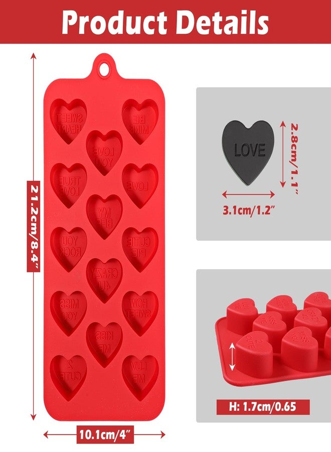 وي بيك قوالب قلوب المحادثة من ويبيك، قوالب سيليكون على شكل قلب للشوكولاتة بـ 14 تجويفًا مع كلمات حب، قالب قلب محادثة لعيد الحب للشوكولاتة والحلوى والفدج ومكعبات الثلج وكيك بوب، عبوة من قطعتين - Image 4