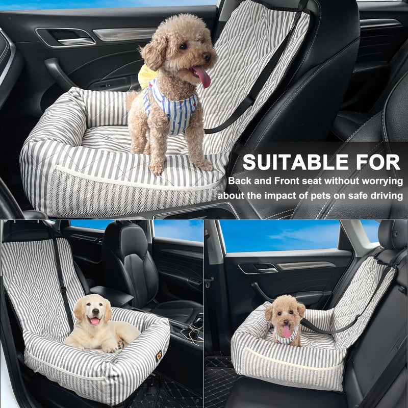 GeerDuo Dog Car Seat for Small and Medium Dogs, Booster Seat Sofa Pet Bed, Portable Car Travel Carrier Bed (Stripes,M) - Image 5