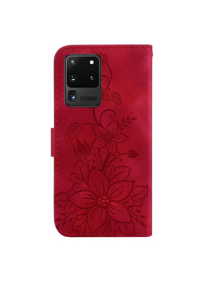 اس-توب جراب لهاتف Samsung Galaxy S20 Ultra مصنوع من الجلد المنقوش بنقشة زنبق - Image 3