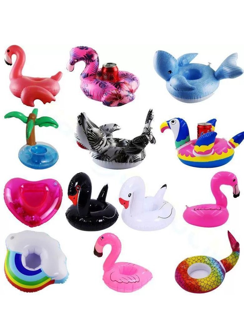 Inflatable Floating Flamingo Drink Holder Swimming Pool Float Coasters Coke Cup Holder for Beverage Cans Cups & Bottles
