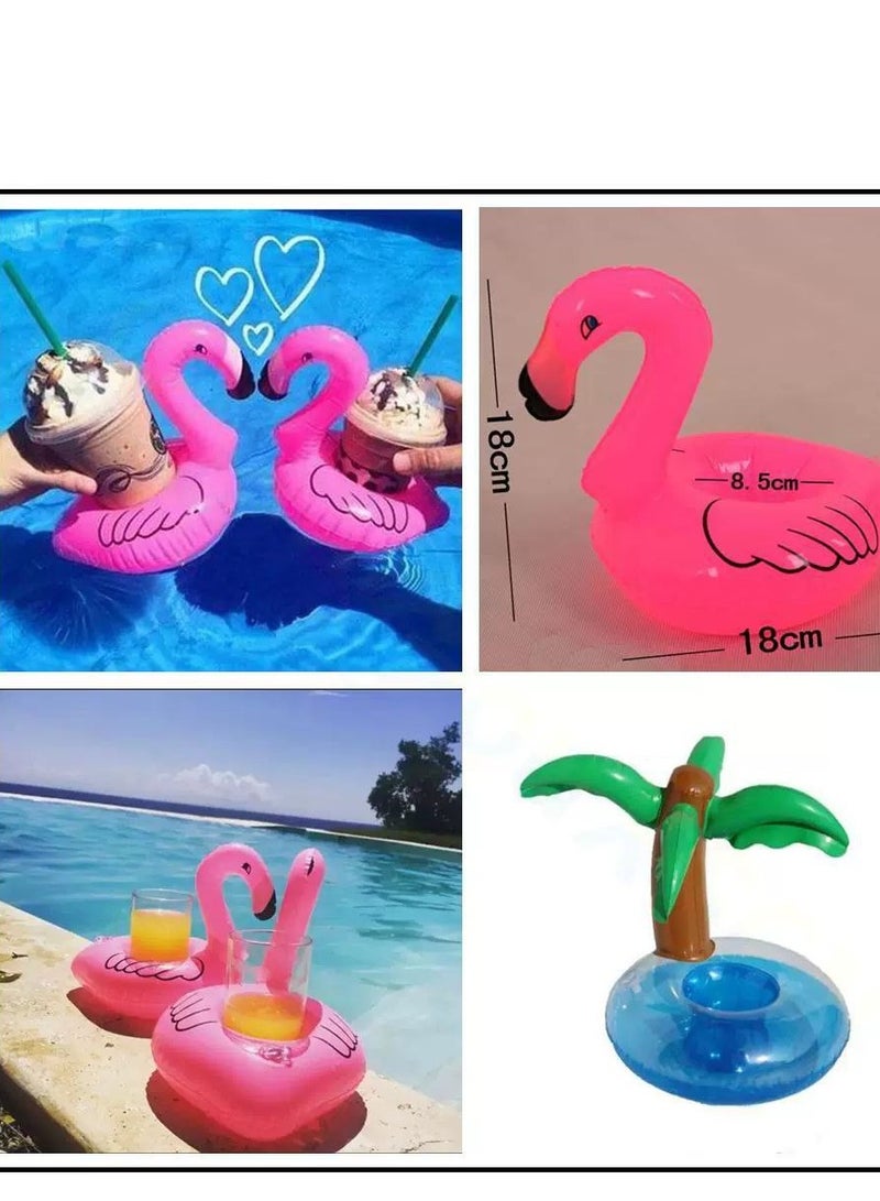 Inflatable Floating Flamingo Drink Holder Swimming Pool Float Coasters Coke Cup Holder for Beverage Cans Cups & Bottles