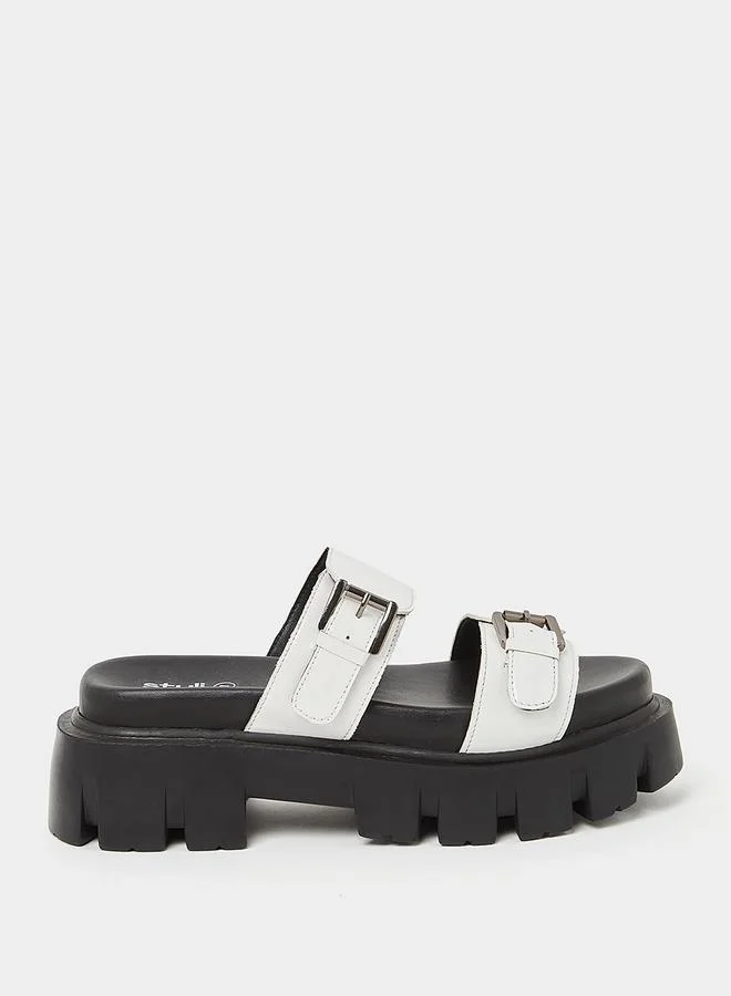 Styli Double Band Platform Comfort Sandals