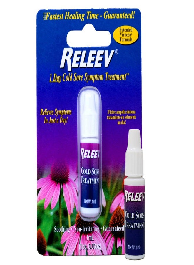 Releev 1 Day Cold Sore Symptom Relief, Soothing Non-Irritating Patented Viracea Formula, 1 ml - Image 1