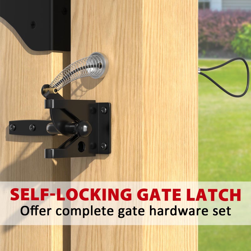Mofeez Anti Sag Gate Kit Fence Gate Hardware - Heavy Duty 90 Degree Right Angle Hinges with Self-Locking Gate Latch & Corner Brace - for Wood Gates, Garden Fence (1 Set) - Image 4