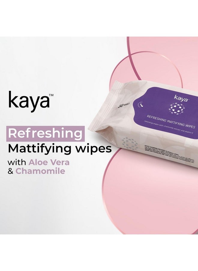 kaya - Clinic Refreshing Mattifying Wipes | Vitamin E & Chamomile Extracts | Face Wipes | Cleansing Wipes | For Acne Prone Skin | 30 Wipes - Image 1