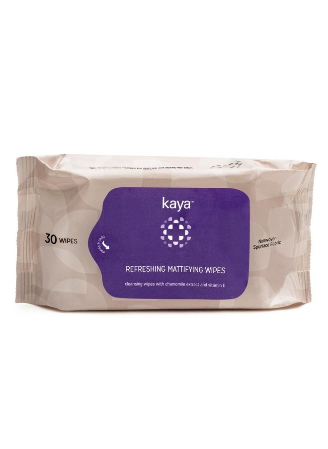 kaya - Clinic Refreshing Mattifying Wipes | Vitamin E & Chamomile Extracts | Face Wipes | Cleansing Wipes | For Acne Prone Skin | 30 Wipes - Image 1
