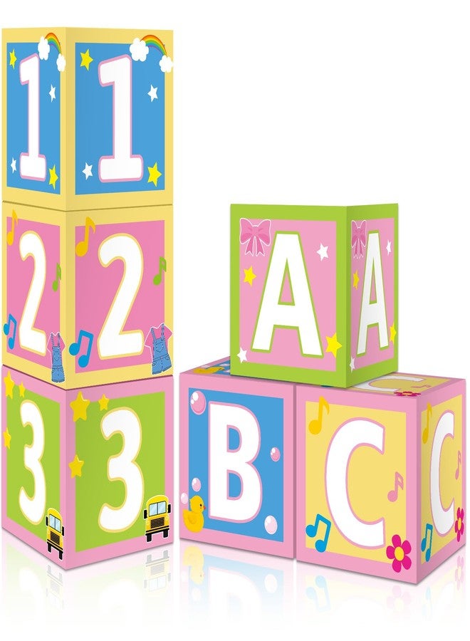 ojustbeok 6 Pcs Girls Party Decorations 12 Inch English Teacher Birthday Party Boxes English Teacher Centerpieces Boxes Cartoon Girl ABC 123 Box for Kids Birthday Baby Shower School Classroom Supplies Favors - Image 1