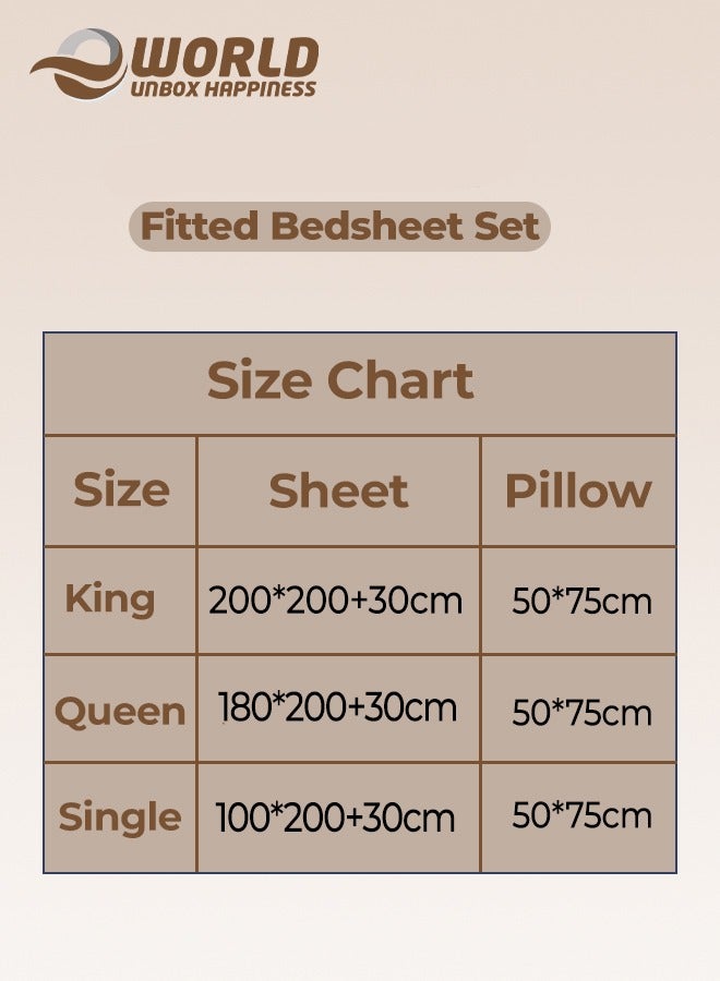 Eworld 3-Piece Cream Microfiber Fitted Bedsheet Set Includes 1 Deep-Pocket Sheet for a Snug Fit and 2 Pillow Covers, Breathable, Machine Washable for Optimal Protection, Available in King, Queen and Single Sizes - Image 3
