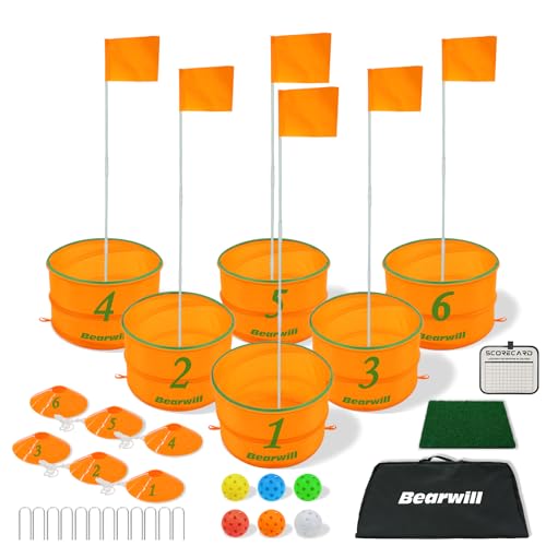 Bearwill Golf Bucket Game for Family Adults and Kids Portable 6 Hole Golf Course with Balls and Flag Outdoor Indoor Golf Yard Game for Park Beach Lawn Camping - Image 1
