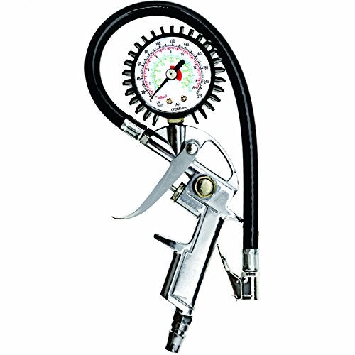 SING F LTD Tire Pressure Inflator Gauge with Lock On Chuck Car Motorcycle Bike Heavy Duty - Image 1
