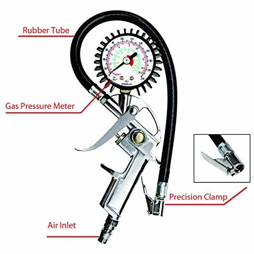 SING F LTD Tire Pressure Inflator Gauge with Lock On Chuck Car Motorcycle Bike Heavy Duty - Image 2