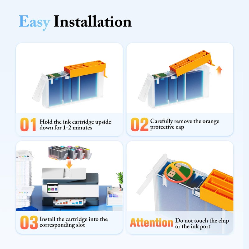 LxTek Compatible Ink Cartridge Replacement for HP 902XL Ink Cartridges Combo Pack, Replacement for HP 902 Ink Cartridges Compatible with Officejet 6978 6968 6962 6958 Printer (4 Pack) - Image 4