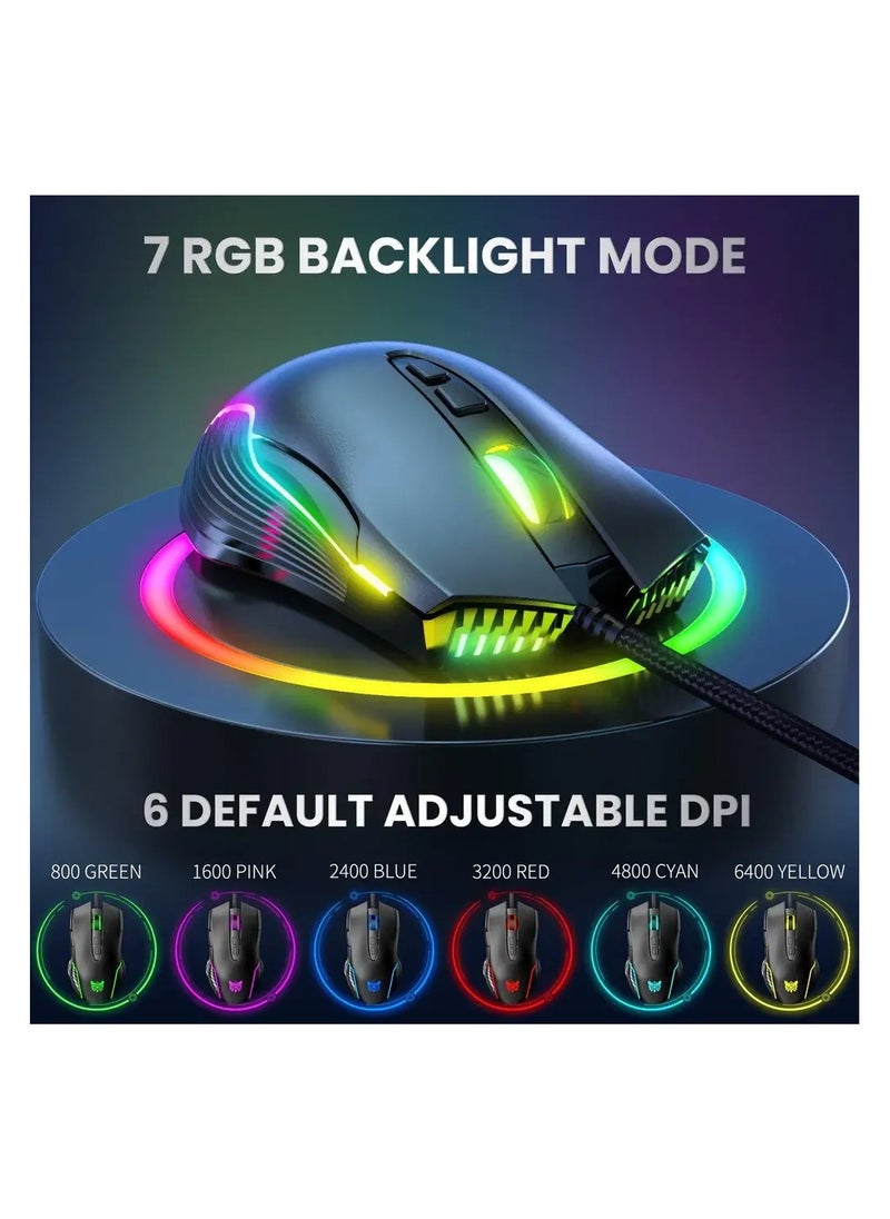 أونيكوما - ماوس الألعاب Onikuma CW905 RGB - 6400 نقطة في البوصة - 7 أزرار قابلة للبرمجة - Image 1