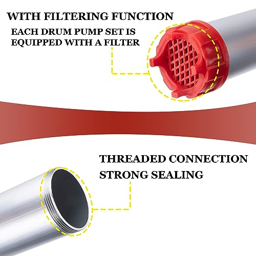 GDDGHS 55 Gallon Drum Pump, Barrel Pump 55 Gallon, Aluminum Drum Rotary Hand Barrel Pump Fits 5 to 55 Gallon Drums for Diesel Gasoline Kerosene Fuel Transfer - Image 4