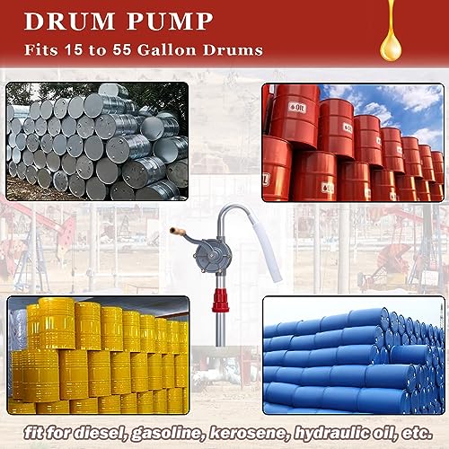 GDDGHS 55 Gallon Drum Pump, Barrel Pump 55 Gallon, Aluminum Drum Rotary Hand Barrel Pump Fits 5 to 55 Gallon Drums for Diesel Gasoline Kerosene Fuel Transfer - Image 3