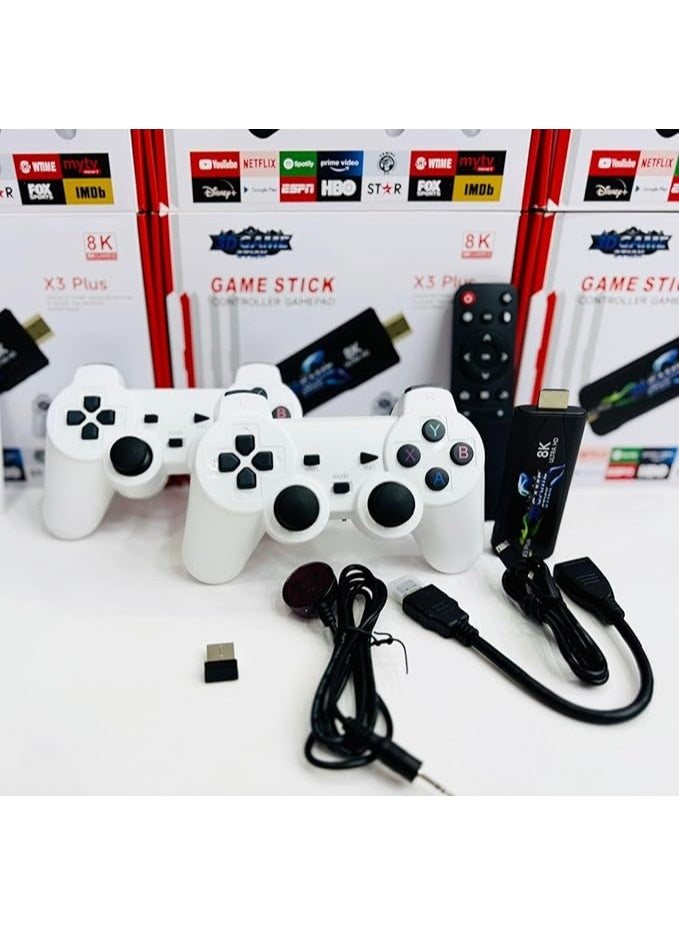 X3 PLUS GAME STICK CONTROLLER GAMEPAD 8K 64GB 30000 Games HD Dual TV System Retro Video Gaming Controller Portable Gaming Stick Lite - Image 1