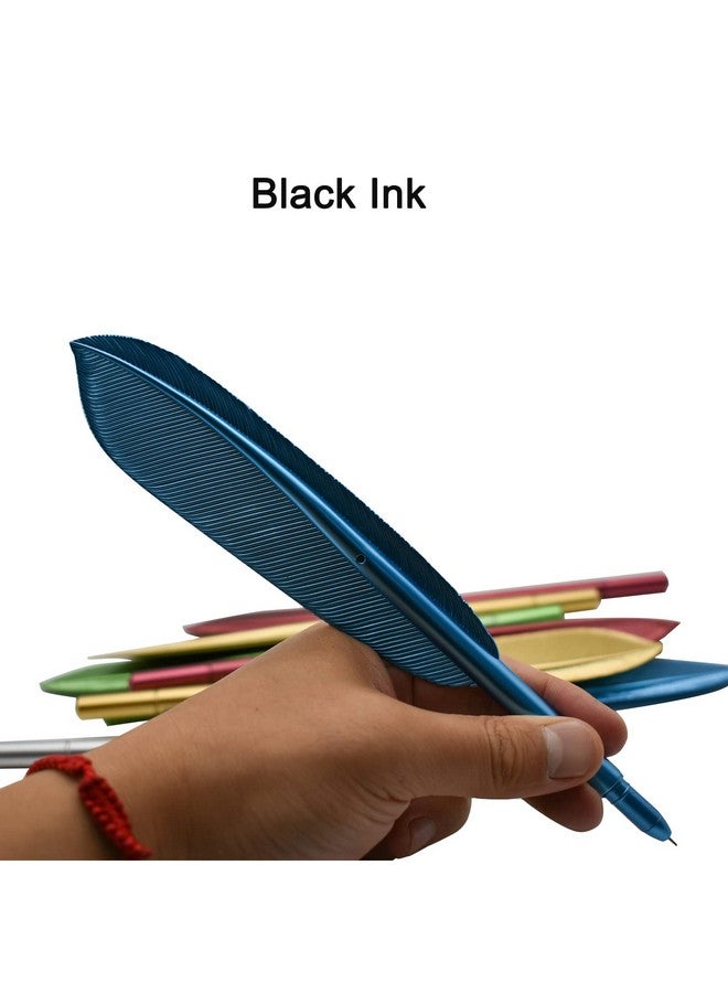 Maydahui 10Pcs Feather Gel Pen Artificial Wing Pens Creative Desktop Decoration Black Ink 5 Colors For Office School Teachers Students - Image 5