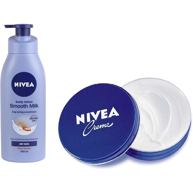 Nivea Smooth Milk Body Lotion For Dry Skin 400ml + Nivea Cream, 60ml