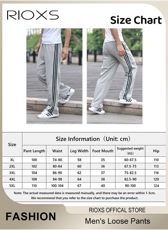 RIOXS - Men's Sports Pants, Casual Drawstring Sweatpants, Comfortable Loose Joggers with Zip Pockets, Jogging Tracksuit Bottoms, Suitable for Outdoor Activities and Daily Leisure - Image 1