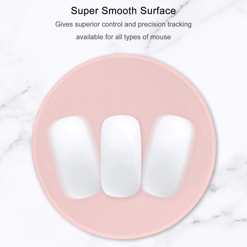 Hsurbtra Mouse Pad, Premium-Textured Small Round Mousepad 8.7 x 8.7 Inch Pink, Stitched Edge Anti-Slip Waterproof Rubber Pretty Cute Computer Mat for Office Home Gaming Laptop Men Women Kids - Image 3