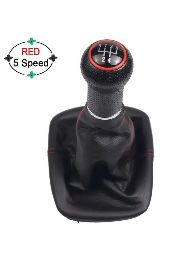 5 Speed Red ABS Gear Shift Knob Gaiter Boot Cover For Manual Transmission Cars - Image 3
