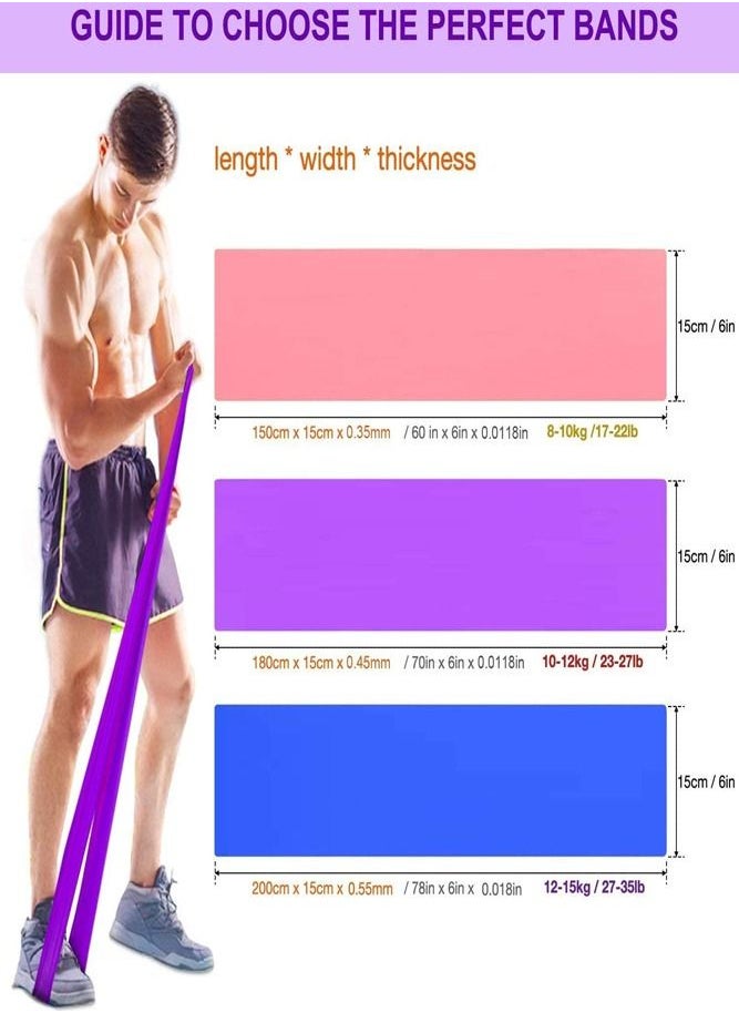 AMERTEER - 3 Pcs Professional Latex Elastic Bands Long Stretch Bands for Physical Therapy - Image 1