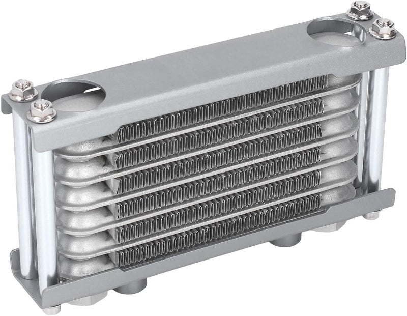 Aluminum Engine Oil Cooler Radiator for 50cc - 250cc Motorcycle ATV Off Road Vehicle, Efficient Engine Oil Cooling System with Durable Aluminum Construction (Silver) - Image 2