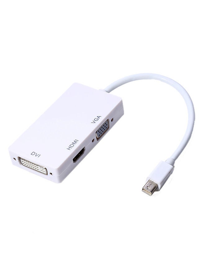 NIBEMINENT 3 In 1 Mini DisplayPort DP Male To HDMI/DVI/VGA Female Adapter Support 1080P White 