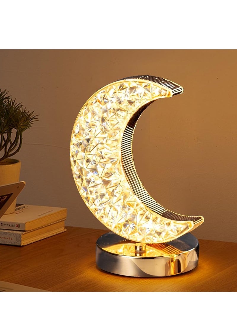 Moon  LED Cordless Table Lamp, 3 Colors Stepless Dimmable Table Lamp, Touch Control Moon Light, USB Rechargeable Beside Lamp, Cute Night Light for Bedroom Living Room Home Decor (Moon) - Image 1