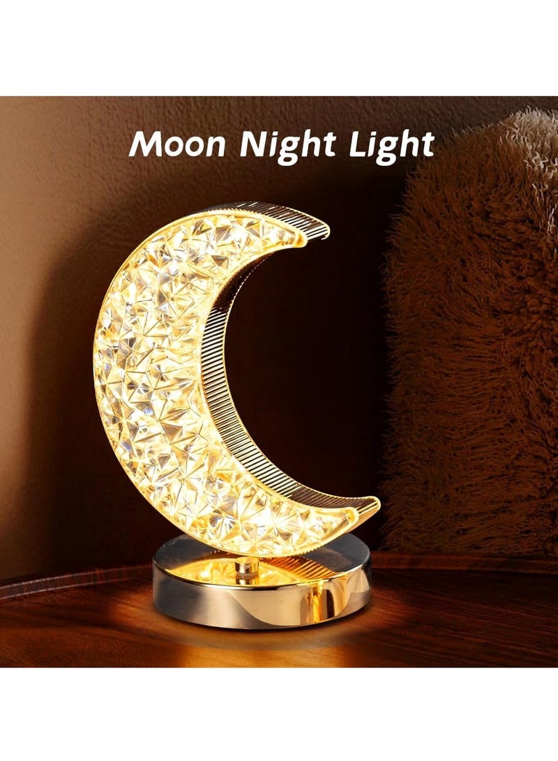 Moon  LED Cordless Table Lamp, 3 Colors Stepless Dimmable Table Lamp, Touch Control Moon Light, USB Rechargeable Beside Lamp, Cute Night Light for Bedroom Living Room Home Decor (Moon) - Image 2
