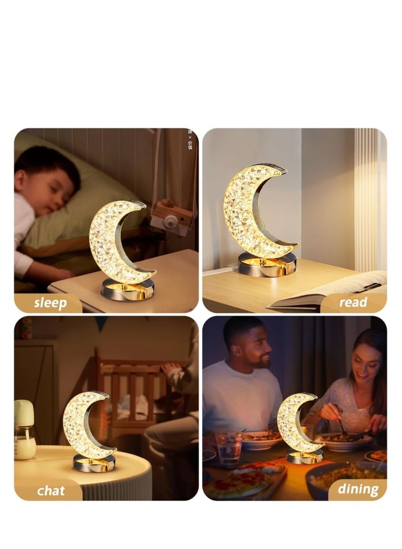 Moon  LED Cordless Table Lamp, 3 Colors Stepless Dimmable Table Lamp, Touch Control Moon Light, USB Rechargeable Beside Lamp, Cute Night Light for Bedroom Living Room Home Decor (Moon) - Image 3