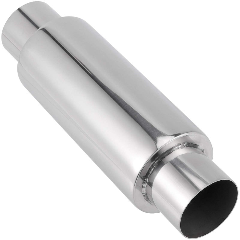 ZEONHAK 25 Inch Inlet Exhaust Resonator 25 Inch Outlet Muffler Resonator 16 Inch Overall Length Stainless Steel Resonator Universal Muffler Straight Through Design Mirror Polished