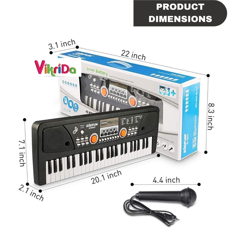 VikriDa Combo 49 Piano Keyboard with Recording and Mic with Musical Guitar for Kids Analog Portable Keyboard - Image 2