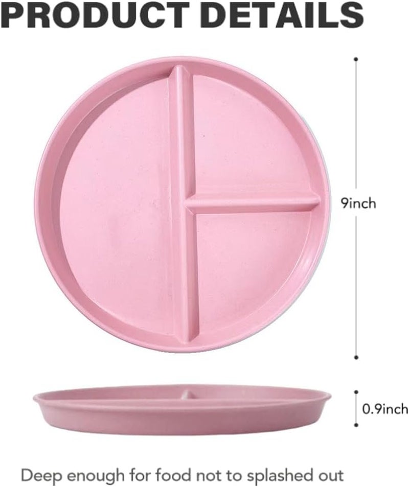 RUIBOLU Unbreakable Divided Plates 5PCS for Kids Adults Compartment Plates Lightweight Reusable Dinnerware Portion Control Plastic 5Pack 9IN - Image 5
