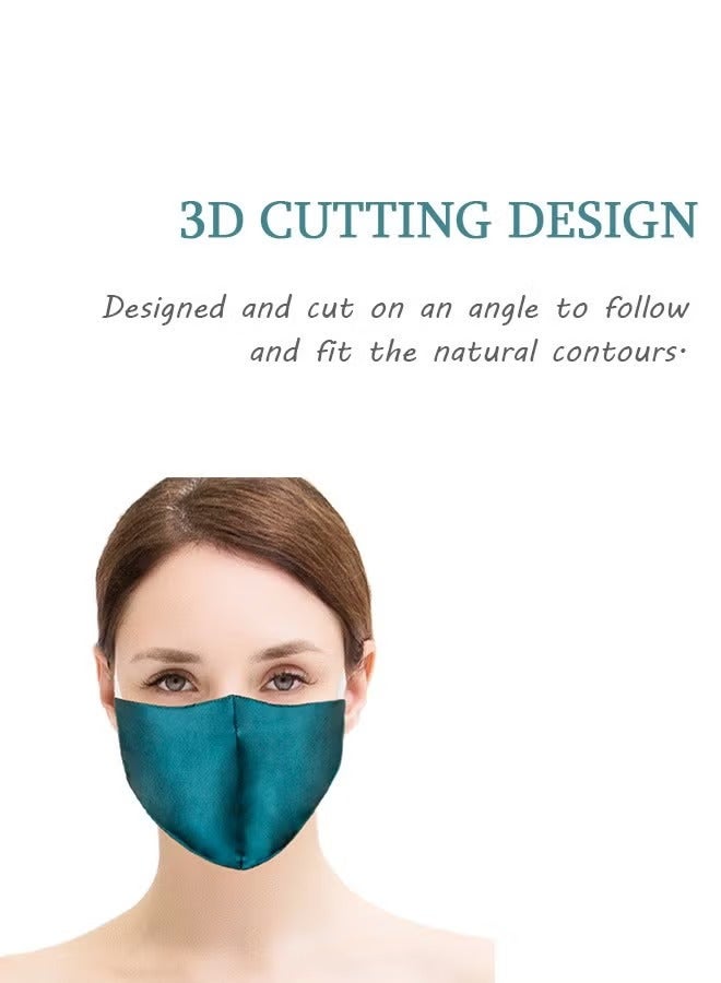 Hoasis 2 Pcs Silk Satin Elastic Face Masks, Washable Two Sided Imitation Silk Mask for UV Protection, Face Mask with Elastic Ear Loop (Blue+Grey) - Image 5