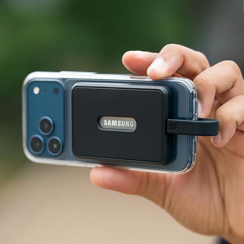 Encased حافظة مغناطيسية محاطة لجهاز Samsung T7 SSD المحمول (تناسب سعة 1TB/2TB/4TB) مع كابل نقل بيانات عالي السرعة (10Gbps) - متوافقة مع MagSafe (أسود) - Image 4