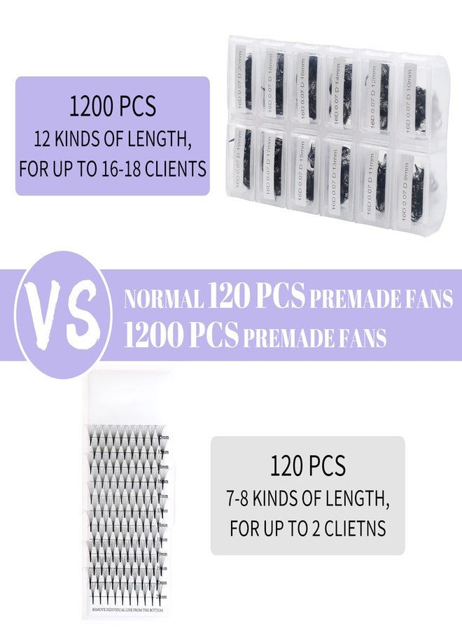 WENDY LASHES Eyelashes 1200PCS False, Premade Fans 16D Volume, Loose Promade D Curl, Mixed 9-20mm, Silk Material, Natural, Individual, 1.0582 Ounce - Image 3
