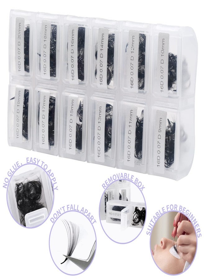 WENDY LASHES Eyelashes 1200PCS False, Premade Fans 16D Volume, Loose Promade D Curl, Mixed 9-20mm, Silk Material, Natural, Individual, 1.0582 Ounce - Image 5